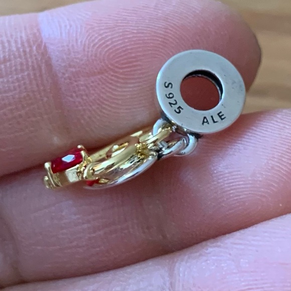 NWOT Two Tone You Are The One Infinity Double Hearts Dangle Charm Silver 925 - Picture 9 of 9